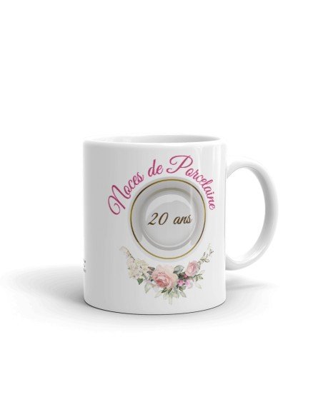 Tasse-Mug Cadeau Anniversaire 20 Ans de Mariage Noce de Porcelaine Original Amour Couple Romantique