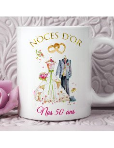Tasse-Mug Cadeau Anniversaire 50 ans de Mariage Noce d'Or  Original Amour Couple Romantique 2