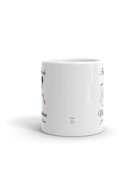 Tasse Mug Cadeau Baptême Personnalisable Prénom et Date - Cigogne portant un Bébé - à Personnaliser Naissance Enfant 