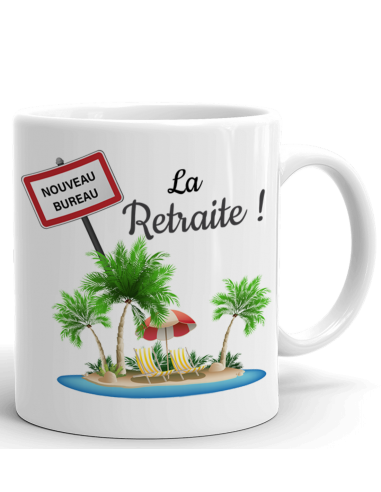 Tasse-Mug Cadeau Retraite- La Retraite Mon Ile de Vacances-Original Drole Rigolo Amusant pour Homme ou Femme