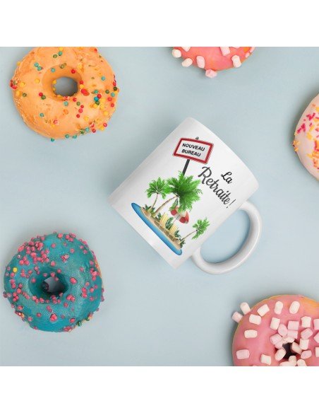 Tasse-Mug Cadeau Retraite- La Retraite Mon Ile de Vacances-Original Drole Rigolo  Amusant pour Homme ou Femme