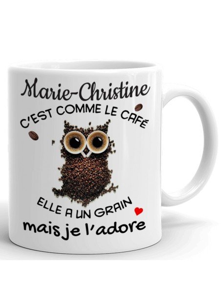 Tasse-Mug Cadeau Personnalisable Prénom Amie Anniversaire - C'est Comme le Café Je l'Adore - Idée originale Personnalisé
