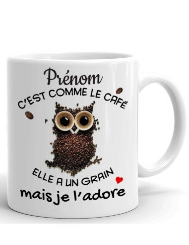 Tasse-Mug Cadeau Personnalisable Prénom Amie Anniversaire - C'est Comme le Café Je l'Adore - Idée originale Personnalisé