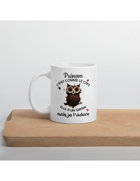 Tasse-Mug Cadeau Personnalisable Prénom Amie Anniversaire - C'est Comme le Café Je l'Adore - Idée originale Personnalisé
