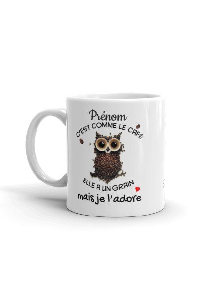 Tasse-Mug Cadeau Personnalisable Prénom Amie Anniversaire - C'est Comme le Café Je l'Adore - Idée originale Personnalisé