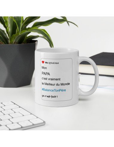 Tasse-Mug Cadeau Papa Le Meilleur Parodie Hashtag Balance Ton Père Original Fête des Pères Anniversaire Boite à Papa Humour