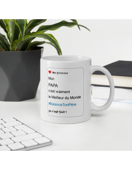 Tasse-Mug Cadeau Papa Le Meilleur Parodie Hashtag Balance Ton Père Original Fête des Pères Anniversaire Boite à Papa Humour