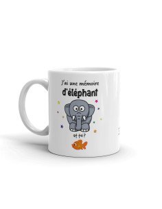 Tasse-Mug Cadeau Humour - J'ai une Mémoire d'Éléphant et Toi ? Poisson Rouge -Original Drole Rigolo  Anniversaire Papa Maman 2
