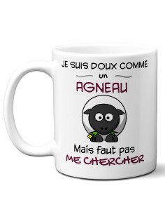 Tasse-Mug Cadeau Humour - Je Suis Doux Comme Un Agneau Mais Faut Pas Me Chercher -Original Drole Rigolo  Anniversaire Papa Maman 2