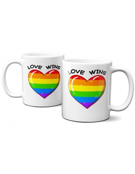 Tasse-Mug Cadeau LGBT Gay - Love Wins - Coeur Arc en Ciel Gay Pride Amour Universel Couple  Tasse-Mug Cadeau LGBT Gay - Love Wins - Coeur Arc en Ciel Gay Pride Amour Universel Couple