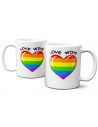 Tasse-Mug Cadeau LGBT Gay - Love Wins - Coeur Arc en Ciel Gay Pride Amour Universel Couple 