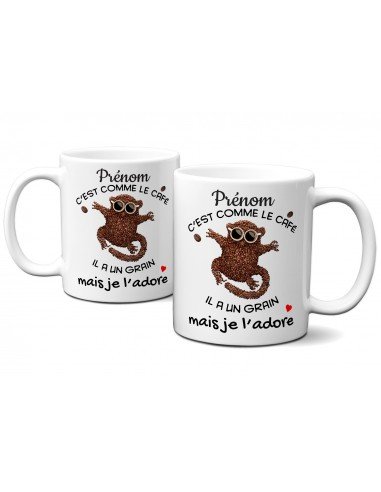 Tasse-Mug Cadeau Personnalisable Prénom Ami Anniversaire - C'est Comme le Café Je l'Adore - Humour Rigolo Amusant