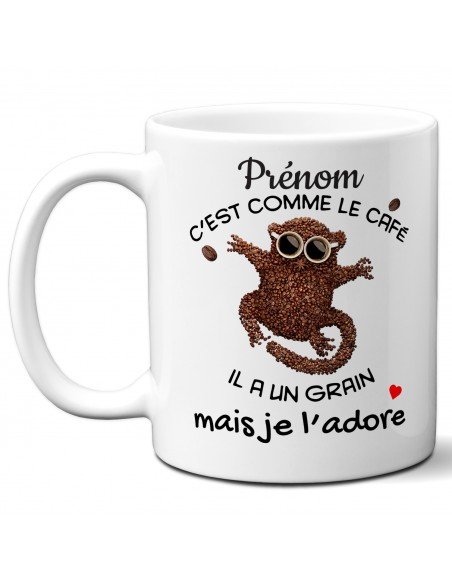 Tasse-Mug Cadeau Personnalisable Prénom Ami Anniversaire - C'est Comme le Café Je l'Adore - Humour Rigolo Amusant