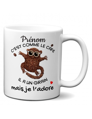 Tasse-Mug Cadeau Personnalisable Prénom Ami Anniversaire - C'est Comme le Café Je l'Adore - Humour Rigolo Amusant