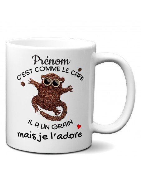 Tasse-Mug Cadeau Personnalisable Prénom Ami Anniversaire - C'est Comme le Café Je l'Adore - Humour Rigolo Amusant