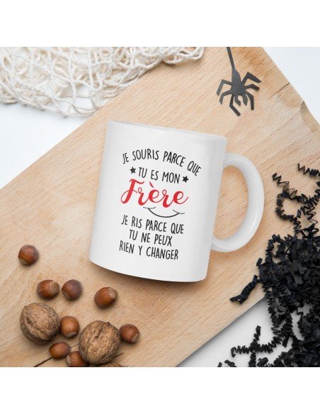 Tasse Mug Cadeau Frère Anniversaire Original - Je Souris Je Ris - 