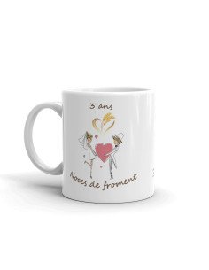 Tasse-Mug Cadeau Anniversaire 3 ans de Mariage Noce de Froment Original Amour Couple Romantique 2
