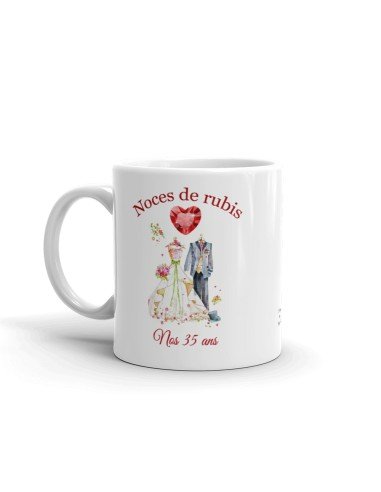 Tasse-Mug Cadeau Anniversaire 35 Ans de Mariage Noce de Rubis Original Amour Couple Romantique