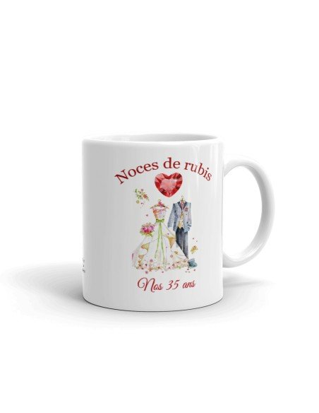 Tasse-Mug Cadeau Anniversaire 35 Ans de Mariage Noce de Rubis Original Amour Couple Romantique