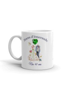 Tasse-Mug Cadeau Anniversaire 40 Ans de Mariage Noce d'Émeraude Original Amour Couple Romantique 2