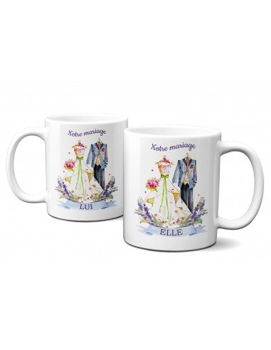 Tasses Deux Mugs Cadeau de Mariage Couple Original Elle et Lui  Romantique Fiançailles 