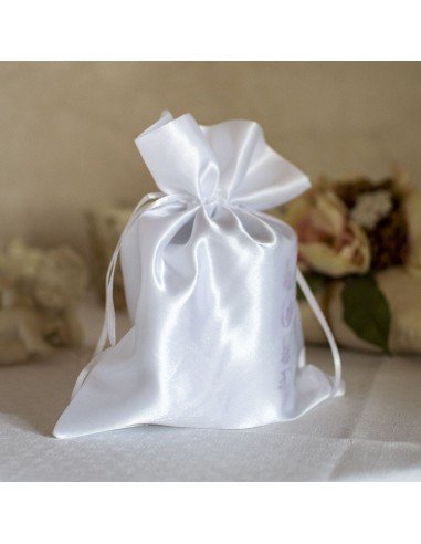 Pochon emballage cadeau pour Mug en satin blanc