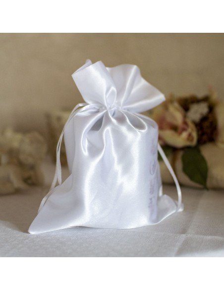 Pochon emballage cadeau pour Mug en satin blanc