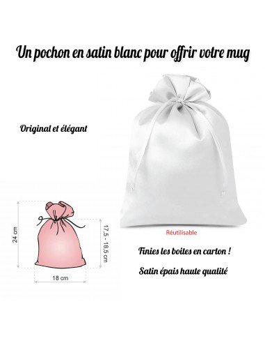Pochon en satin blanc pour emballage cadeau de mugs