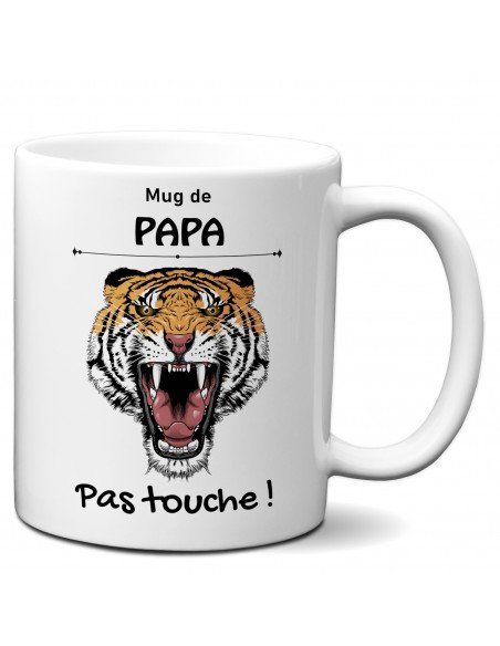 Tasse-Mug Cadeau - Mug de Papa Pas Touche Tigre- Idée Cadeau Humour Papa Original Anniversaire Fête de Pères 