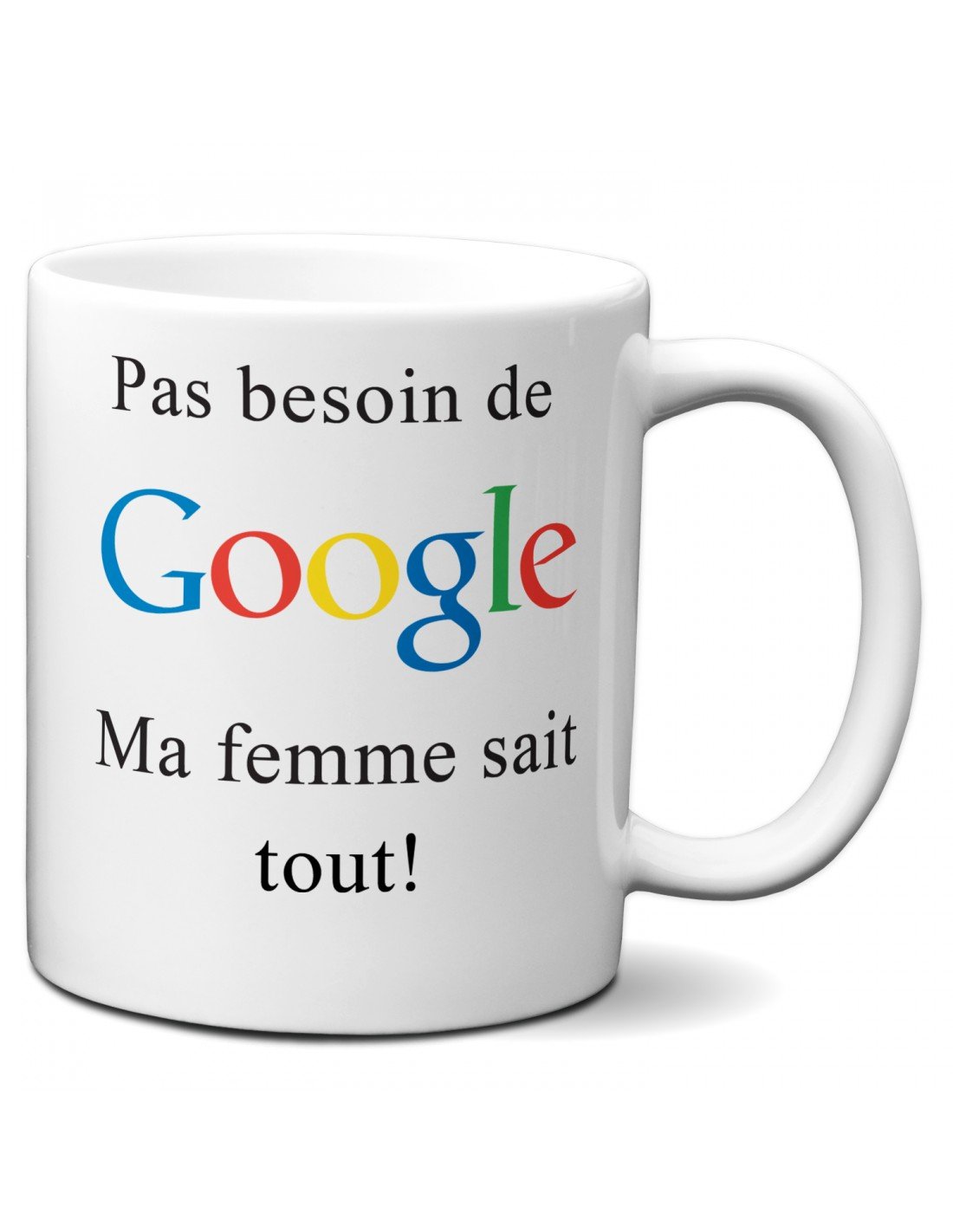 Tasse Mug Humour Pas Besoin De Google Ma Femme Sait Tout Idee Cadeau Drole Rigolo Humoristique