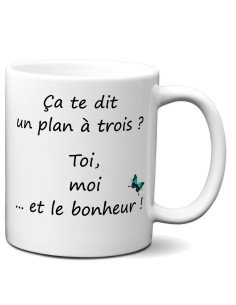 Tasse Mug Humour Plan à trois Idée Cadeau Original Couple Amoureux Mari Femme pour Anniversaire Personnalisé St Valentin Noël