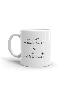 Tasse Mug Humour Plan à trois Idée Cadeau Original Couple Amoureux Mari Femme pour Anniversaire Personnalisé St Valentin Noël 2