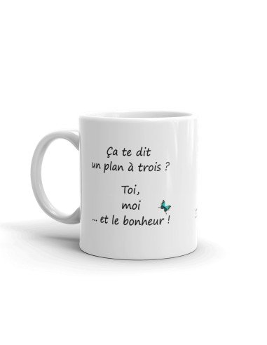 Tasse Mug Humour Plan à trois Idée Cadeau Original Couple Amoureux Mari Femme pour Anniversaire Personnalisé St Valentin Noël