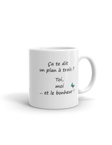 Tasse Mug Humour Plan à trois Idée Cadeau Original Couple Amoureux Mari Femme pour Anniversaire Personnalisé St Valentin Noël