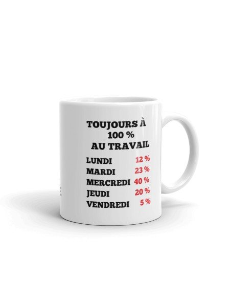 Tasse-Mug Collègue Humour -Toujours à 100 % au Travail - Idée Cadeau Patron Travail Job Départ