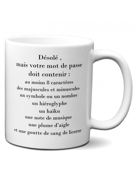 Tasse Mug Cadeau Humour - Mot de Passe - Amusant Dôle Rigolo Collègue Travail Anniversaire