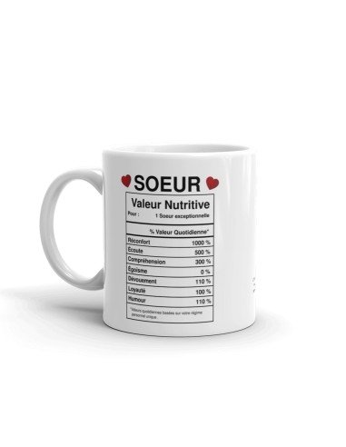 Tasse-Mug Cadeau Soeur -Étiquette Valeur Nutritive Exceptionnelle- Idée Cadeau Humour Soeur Original Anniversaire Fête