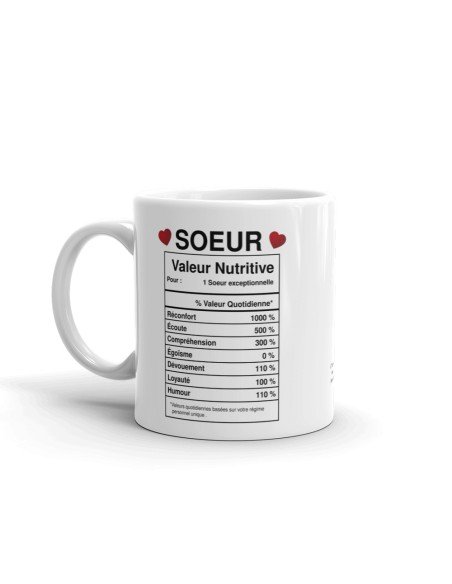 Tasse-Mug Cadeau Soeur -Étiquette Valeur Nutritive Exceptionnelle- Idée Cadeau Humour Soeur Original Anniversaire Fête