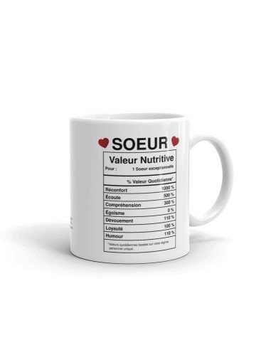 Tasse-Mug Cadeau Soeur -Étiquette Valeur Nutritive Exceptionnelle- Idée Cadeau Humour Soeur Original Anniversaire Fête