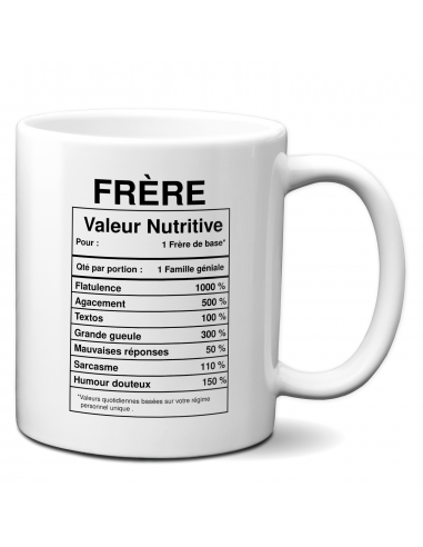 Tasse-Mug Cadeau Frère -Étiquette Valeur Nutritive Exceptionnelle- Idée Cadeau Humour Frère Original Anniversaire Fête