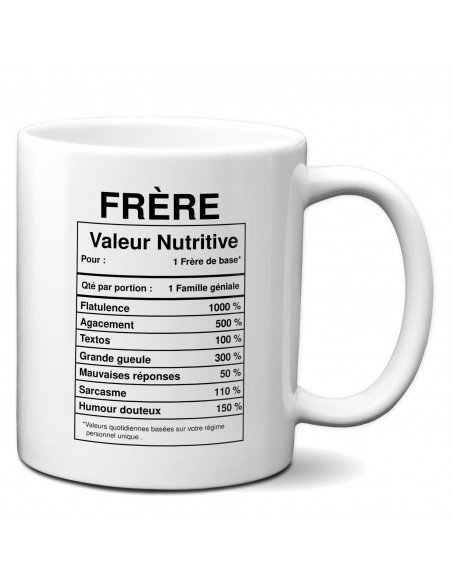 Tasse-Mug Cadeau Frère -Étiquette Valeur Nutritive Exceptionnelle- Idée Cadeau Humour Frère Original Anniversaire Fête