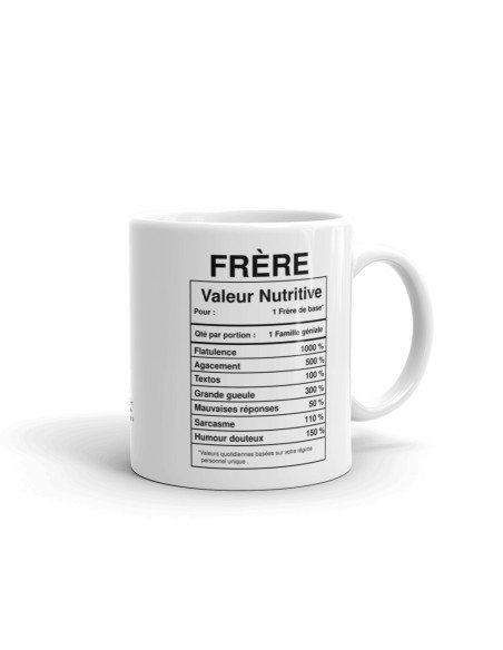 Tasse-Mug Cadeau Frère -Étiquette Valeur Nutritive Exceptionnelle- Idée Cadeau Humour Frère Original Anniversaire Fête