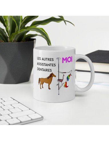 Tasse-Mug Meilleure Assistante Dentaire Licorne - Idée Cadeau Humour Original Anniversaire