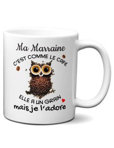 Tasse Mug Cadeau Marraine Comme le Café  Original Baptême Anniversaire Humour