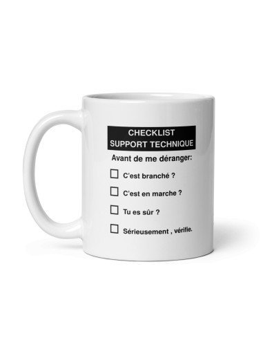 Tasse-Mug Cadeau - Checklist Assistance Technique -  Ingénieur Geek Informatique Humour 