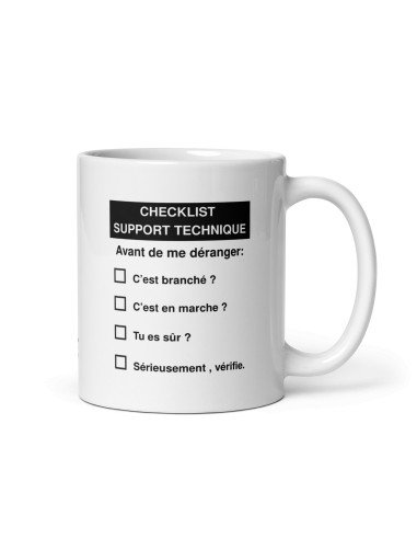 Tasse-Mug Cadeau - Checklist Assistance Technique -  Ingénieur Geek Informatique Humour 