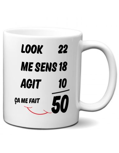 Cadeau Anniversaire Homme 50 ans - Tasse Mug - Ça me fait 50 ans - Original Personnalisé Humour