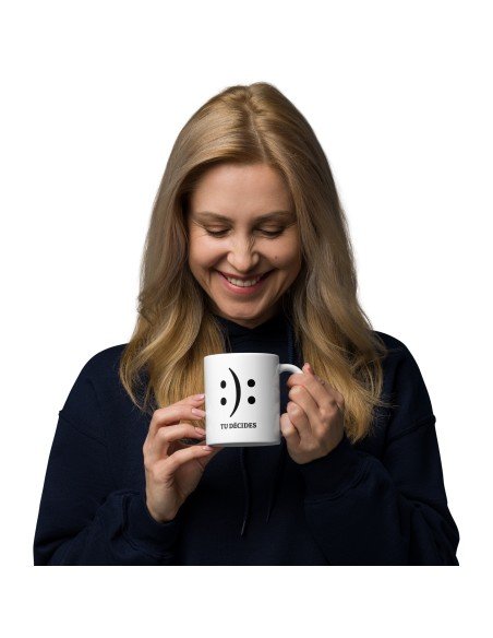 Tasse-Mug Cadeau Humour- Tu Décides Smiley Bonne Humeur ou Triste -  Original Amusant Anniversaire Collègue