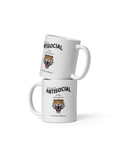Tasse-Mug Cadeau Humour- Je ne suis pas Antisocial Je suis Juste Sélectif -  Original Amusant Anniversaire Collègue