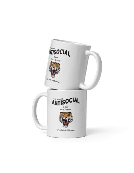 Tasse-Mug Cadeau Humour- Je ne suis pas Antisocial Je suis Juste Sélectif -  Original Amusant Anniversaire Collègue